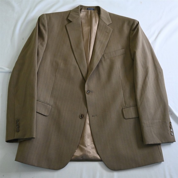 Stafford 46R Brown Herringbone Travel Classic Mens Blazer Sport
